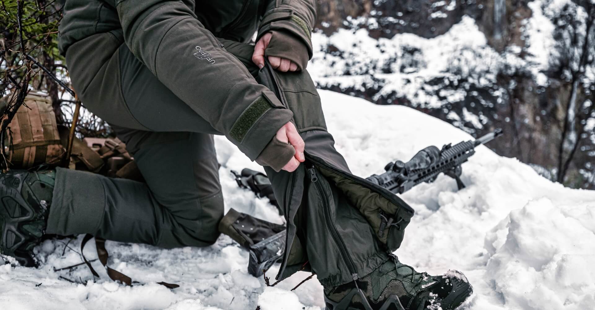 UF PRO tactical insulated pants feature a gusseted crotch for enhanced mobility without restriction.
